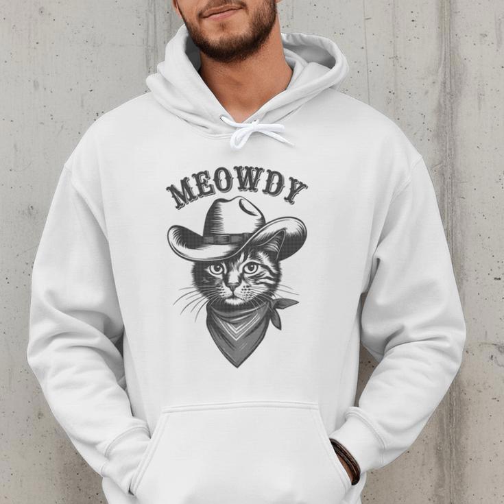 Meowdy Cat Cowboy Western Graphic Cat Lady Cat Dad Men Hoodie