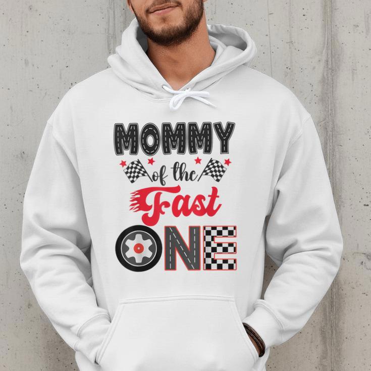 Mommy Of The Fast One Car Racing Dad 1St Birthday Boy Men Hoodie