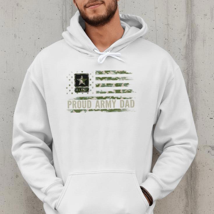 Vintage Proud Army Dad Camo American Flag Veteran Men Hoodie