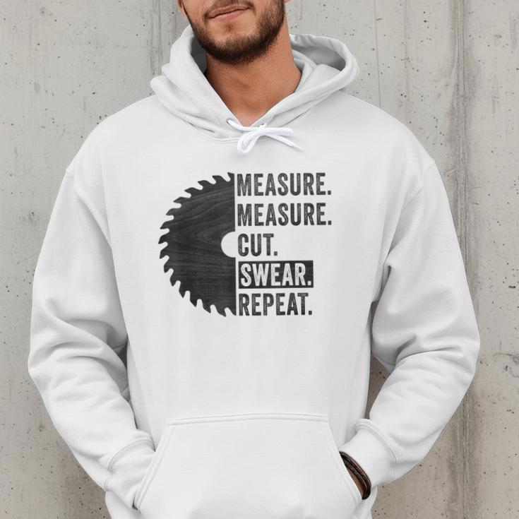 Woodworking Dad Measure Cut Swear Handyman Fathers Day Men Hoodie