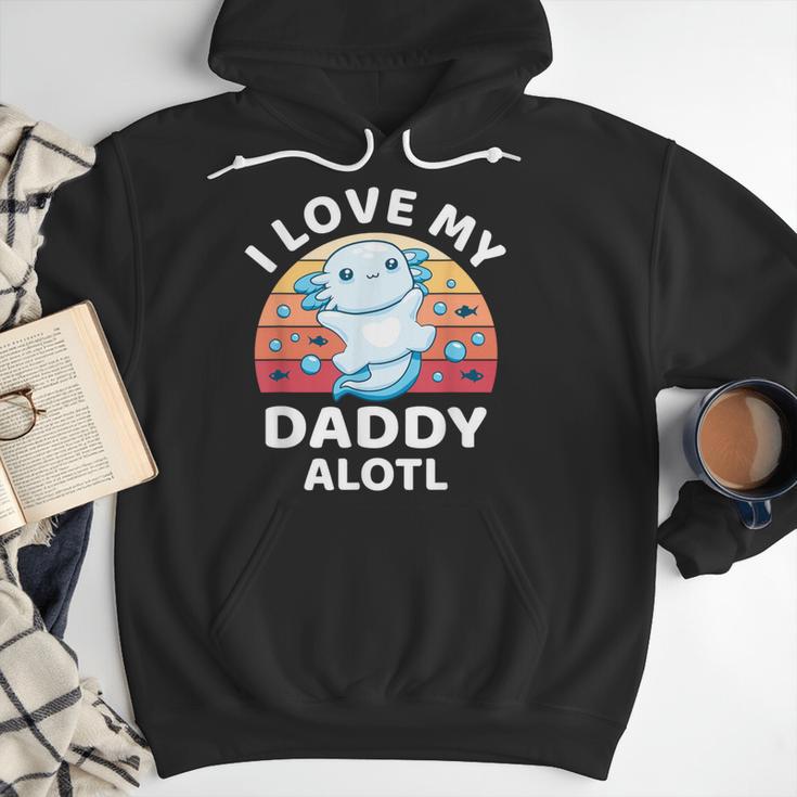 Axolotl Kids Teens Retro Sunset I Love My Daddy Men Hoodie