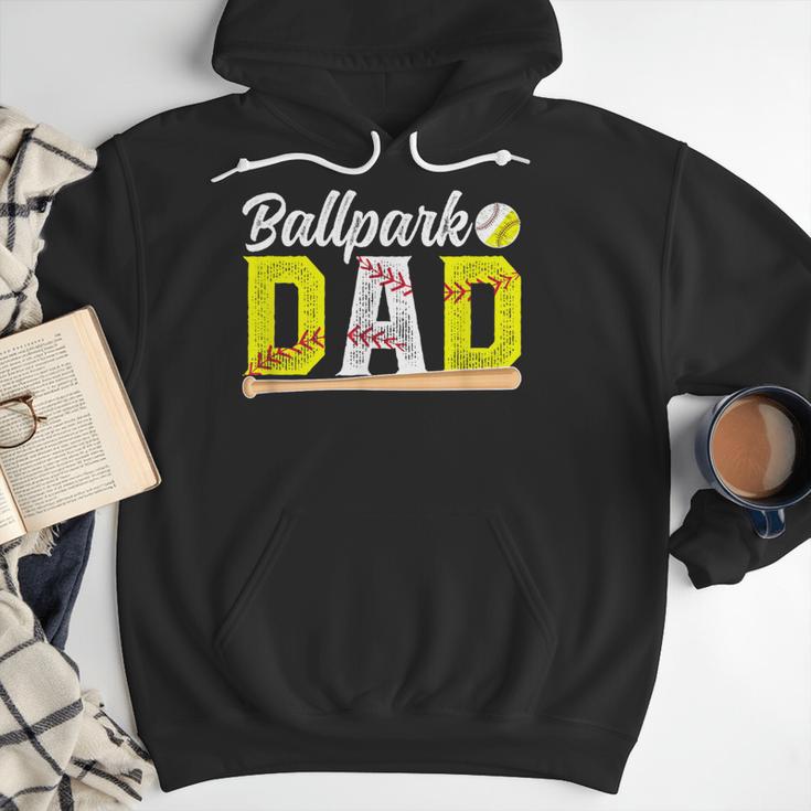 Ballpark Dad Baseball Softball Dad Of Ballers Men Hoodie