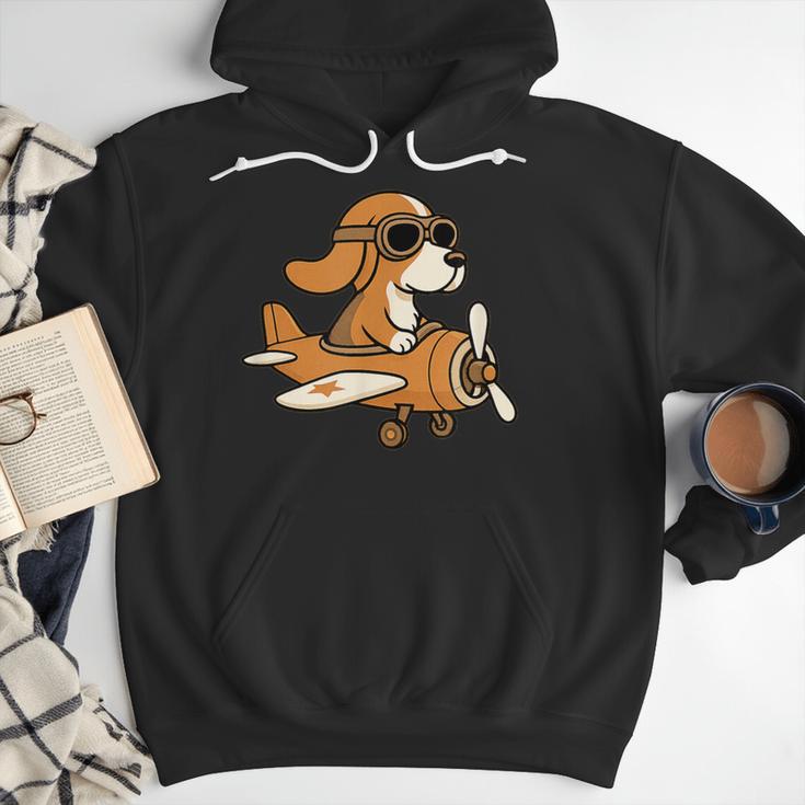 Beagle Flying a Plane Pilot Airplane Dog Mom Dad Men Hoodie