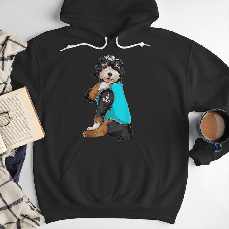 Bernedoodle I Love Dad Tattoo Apparel Dog Dad Dads Men Hoodie