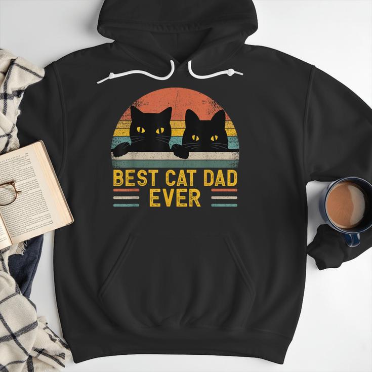 Best Cat Dad Ever Retro Style Cats Lover Men Hoodie