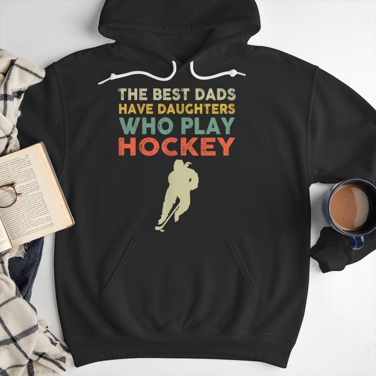 The Best Dads Have Daughters Who Play Hockey Vintage Men Hoodie