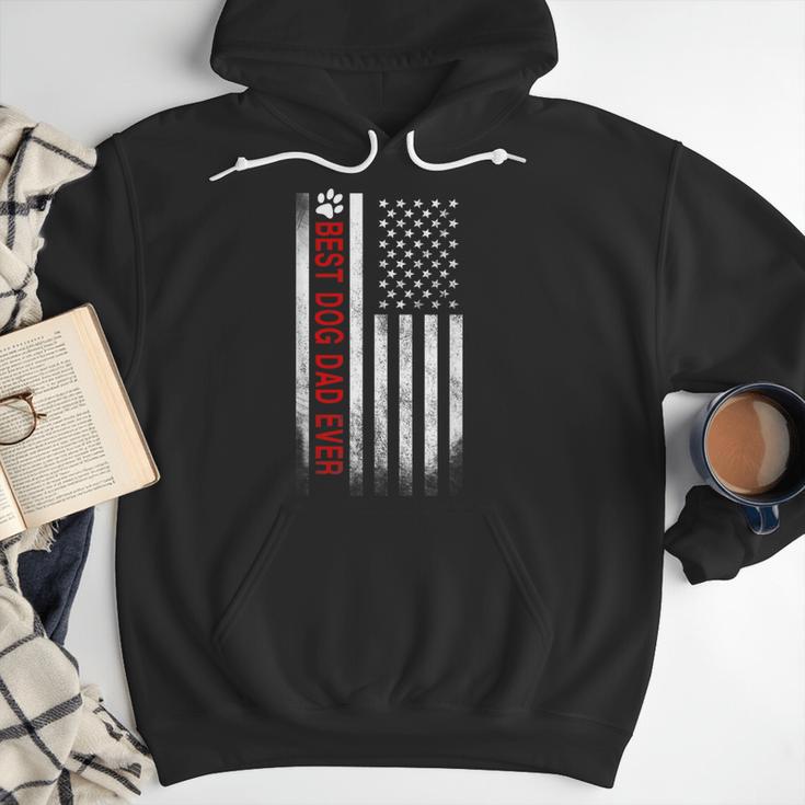 Best Dog Dad Ever American Flag For Best Father Men Hoodie