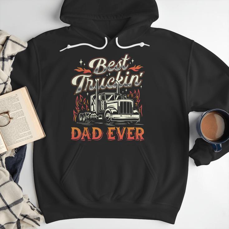 Best Truckin Dad Ever Trucker Truck Driver Father's Day Men Men Hoodie