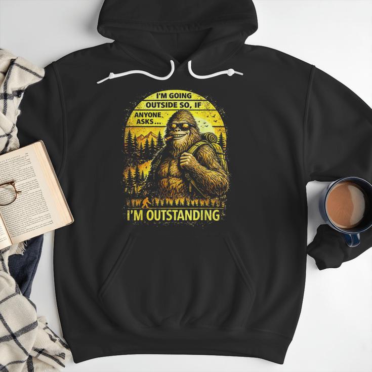 Bigfoot Outdoor Hiking Dad Joke Im Outstanding Sasquatch Men Hoodie