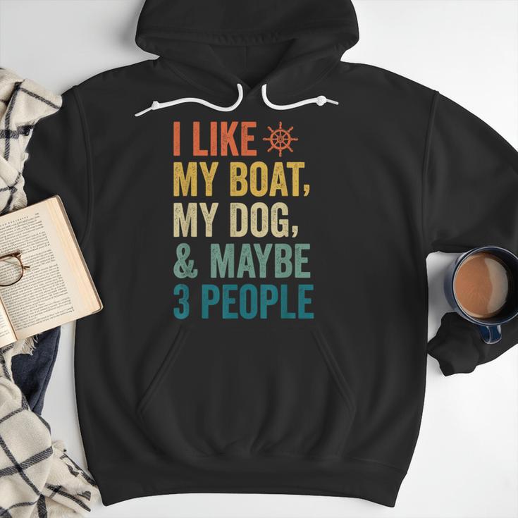 I Like My Boat Dog And Maybe 3 People Retro Sailor Dad Men Hoodie