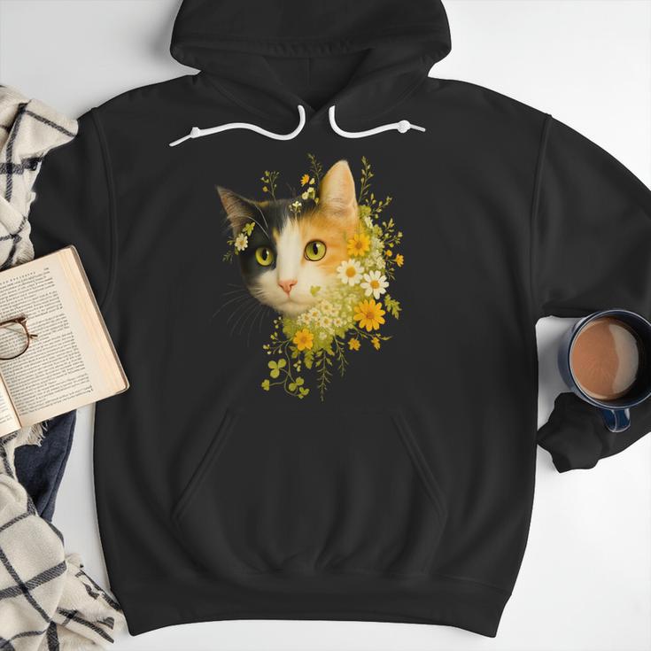 Calico Cat With Flowers For Mom Dad Women Men Kids Botanical Men Hoodie Calico Cat With Flowers For Mom Dad Women Men Kids Botanical Men Hoodie