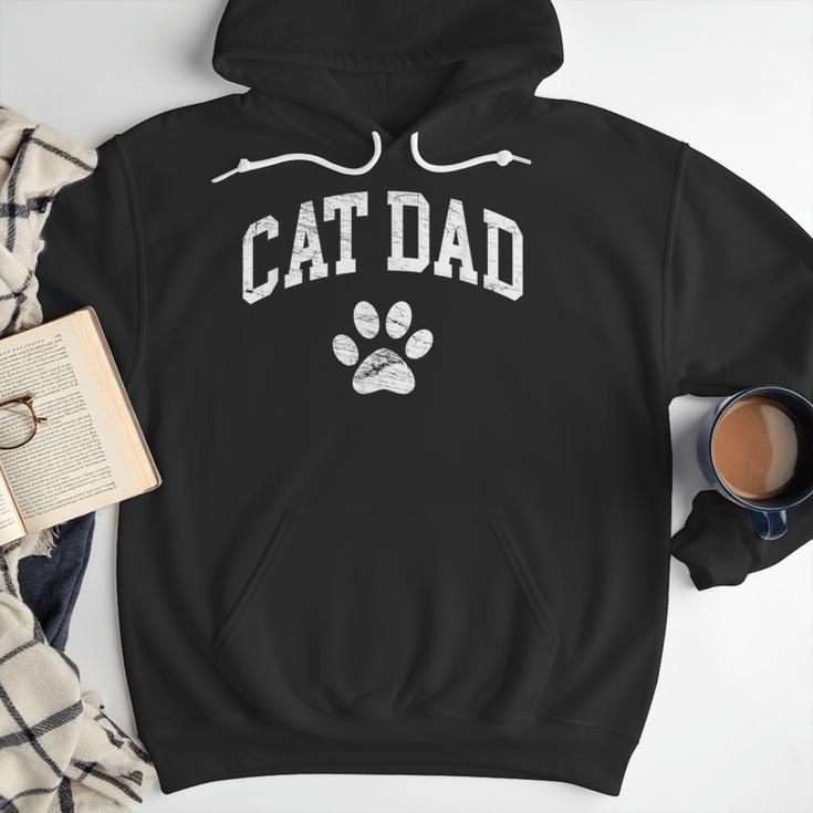 Cat Dad Vintage Distressed Cat Paw Men Hoodie