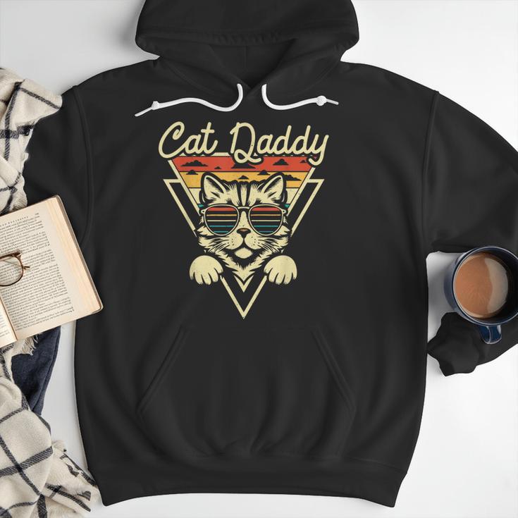 Cat Daddy Retro Sunglasses Cat Fur Dad Papa Vintage Cat Dad Men Hoodie