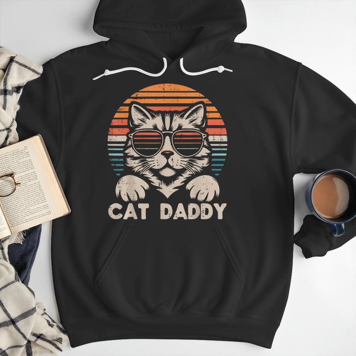 Cat Daddy Sunglasses Sunset Retro Fur Dad Papa Kitten Men Men Hoodie