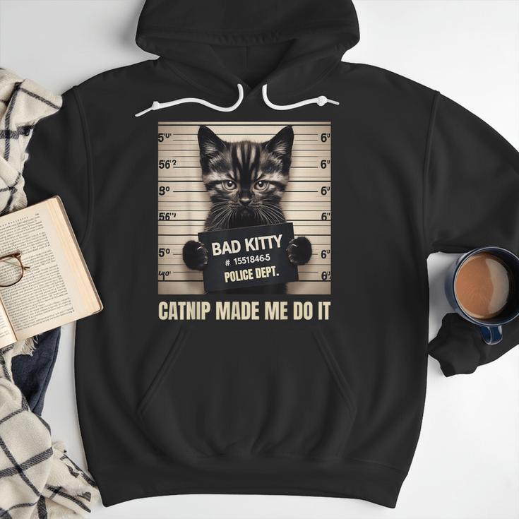 Catnip Made Me Do It Mugshot For Cat Lover Cat Mom Cat Dad Men Hoodie