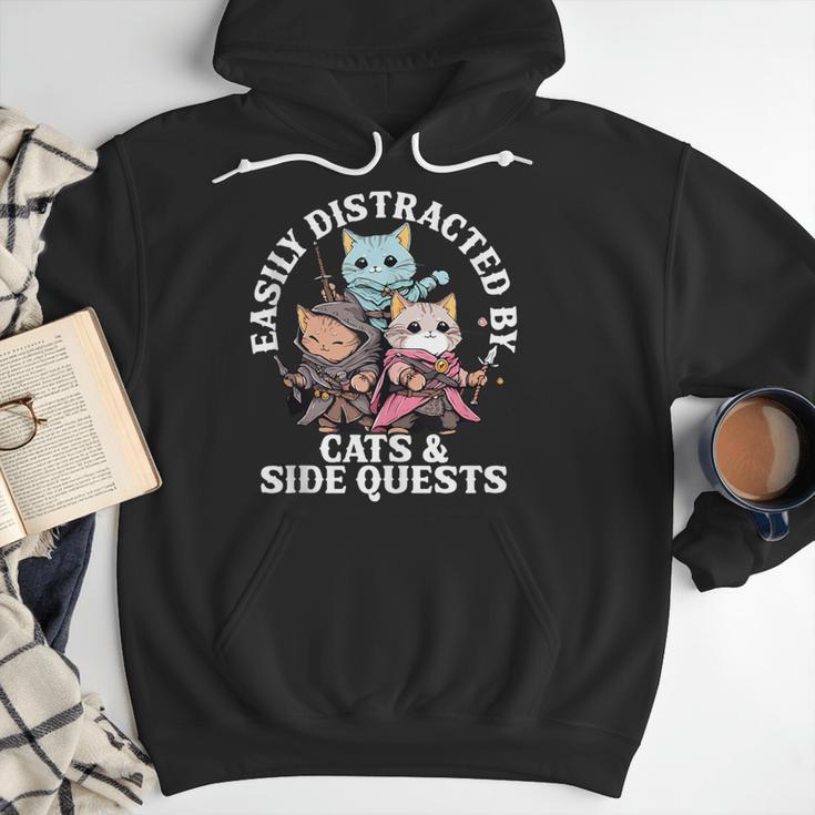 Cats Side Quest Distracted Tabletop Men Women Kids Dad Men Hoodie