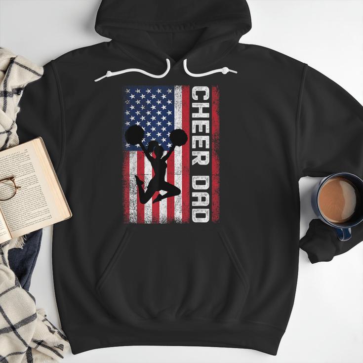 Cheer Dad American Flag Cheerleader Support Men Hoodie