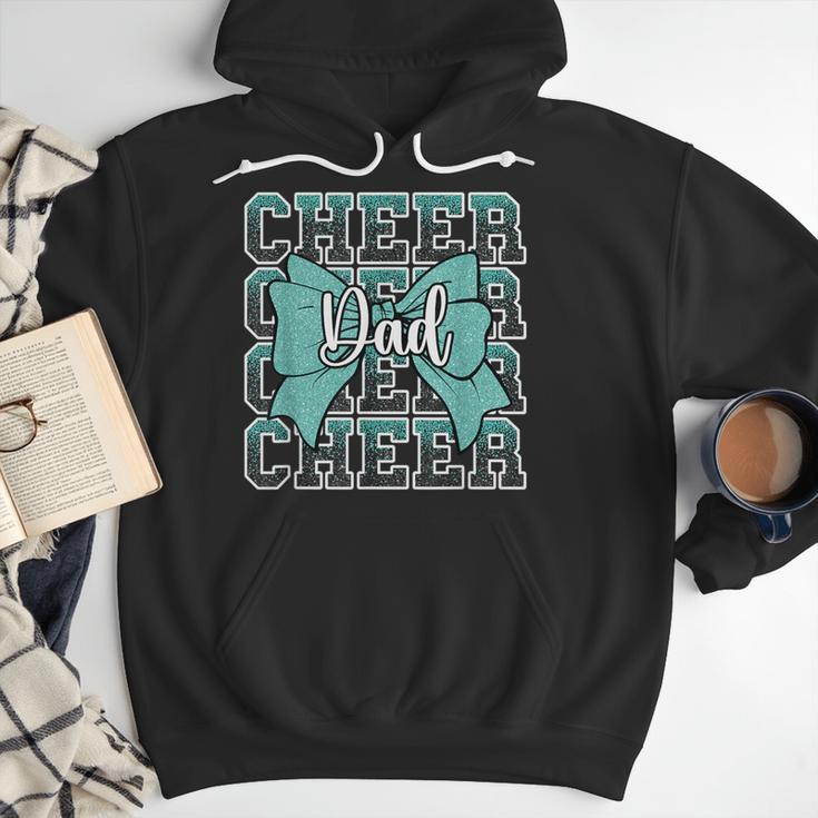 Cheer Dad Daddy Bow Sport Cheerleader Cheerleading Teal Blue Men Hoodie