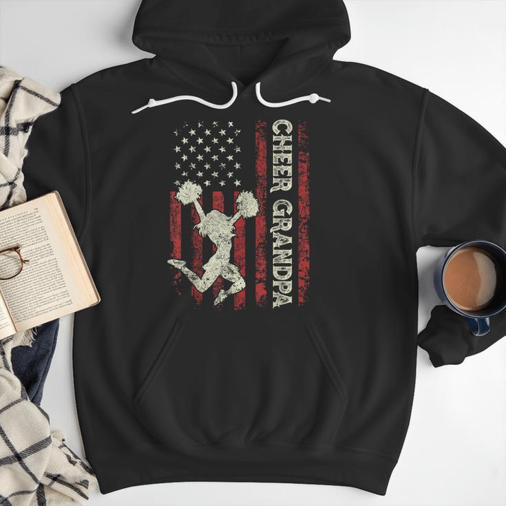 Cheer Grandpa US Flag Dad Patriotic Cheerleader Fathers Day Men Hoodie