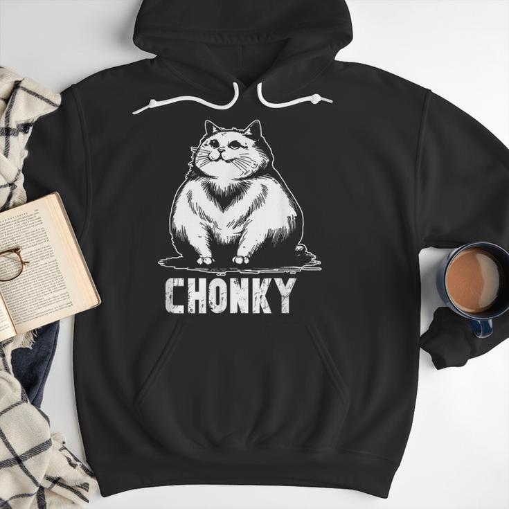 Chonk Fat And Hairy Cat Cats Kittens Dad Graphic Mom Funny Men Hoodie