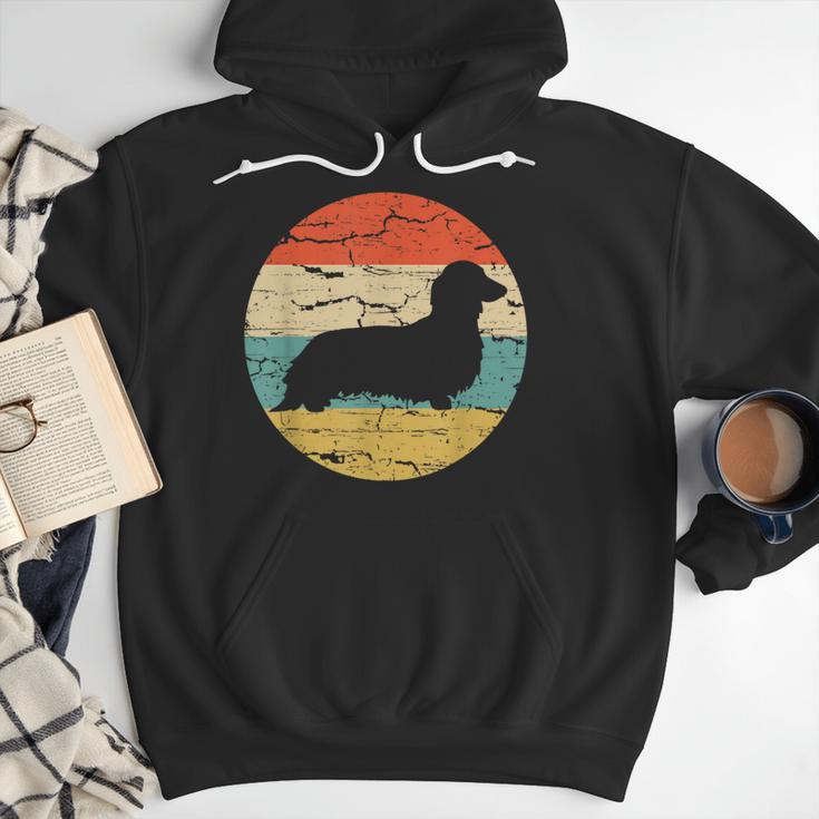 Dachshund Long Haired Dog Vintage Mom Dad Retro Men Hoodie