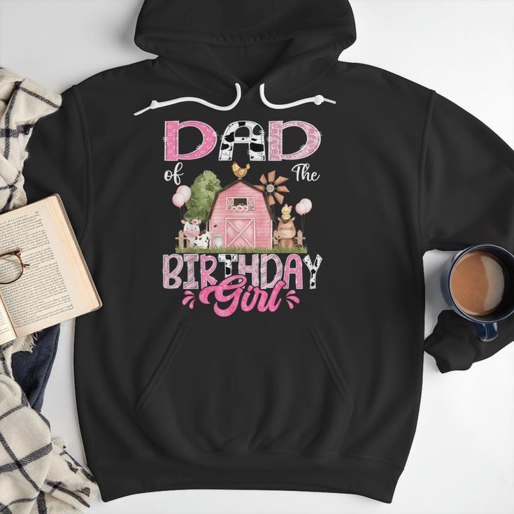 Dad Of The Birthday Girl 1St Birthday Pink Cow Farm Men Hoodie
