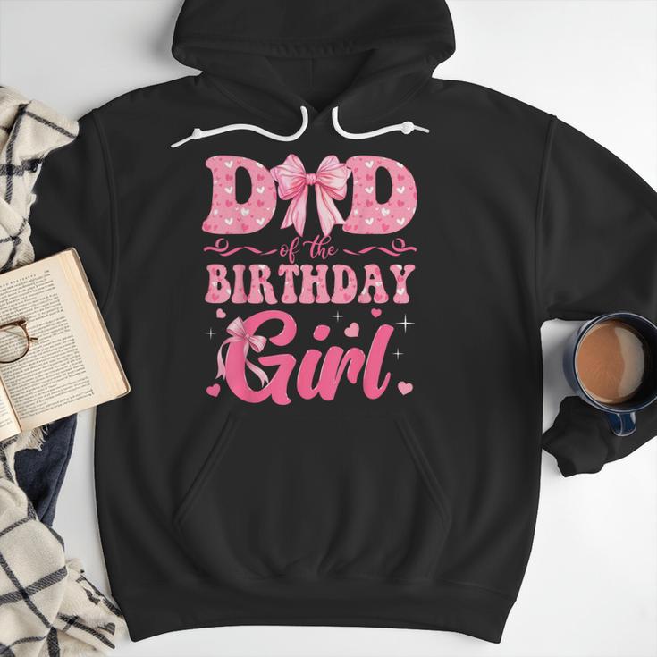 Dad Of The Birthday Girl Family Pink Coquette Bow Men Hoodie