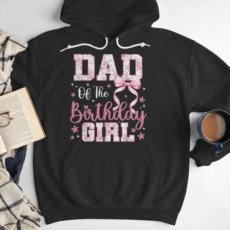 Dad Of The Birthday Girl Pink Bow Flower Birthday Girl Men Hoodie