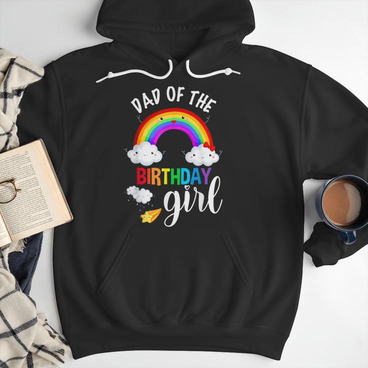 Dad Of The Birthday Girl Rainbow B-Day Matching Family Men Hoodie