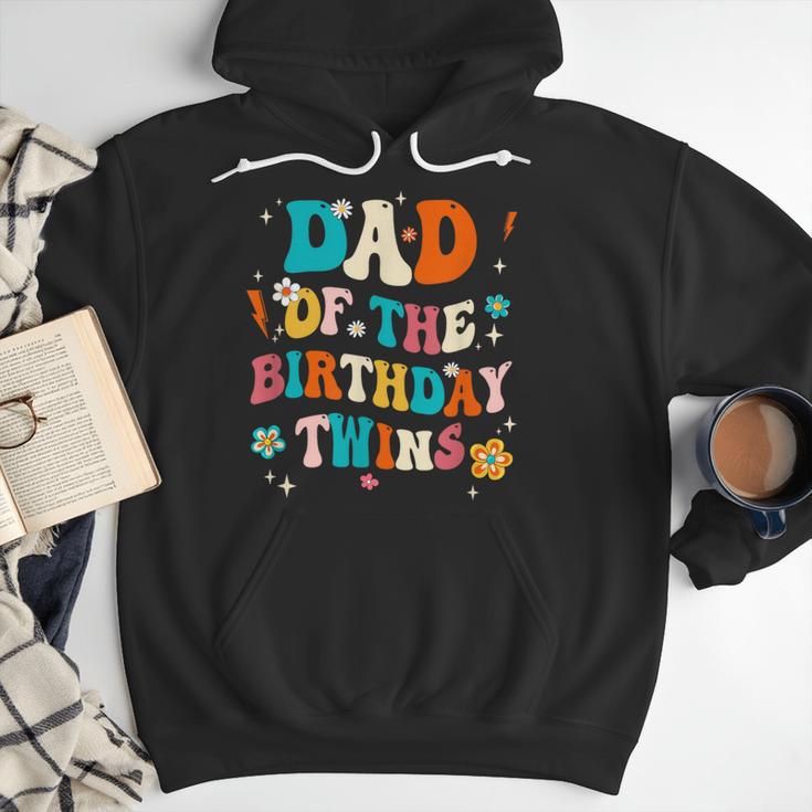 Dad Of The Birthday Twins Boys Girls Party Retro Bday Men Hoodie
