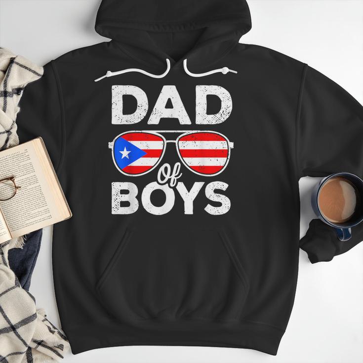 Dad Of Boys Fathers Day Retro Puerto Rico Flag Boricua Dad Men Hoodie