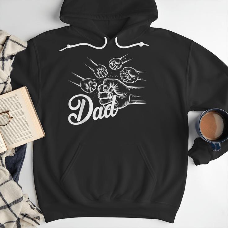 Dad Of Four Toddler Kids Fathers Day Fist Bump Family Men Hoodie