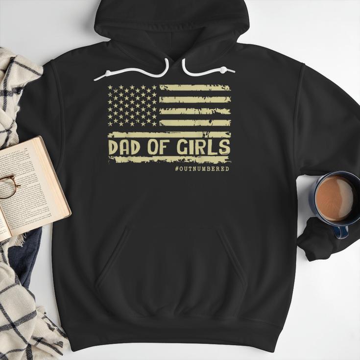 Dad Of Girls Outnumbered US Flag Father's Day Daughter Dad Men Hoodie