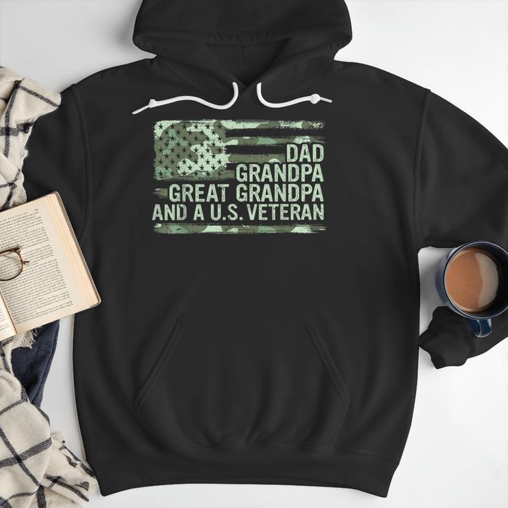 Dad Grandpa Great Grandpa Veteran Fathers Day Great Grandpa Men Hoodie