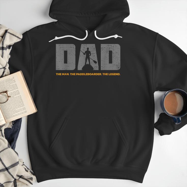 Dad Paddleboarder On SUP Paddle Board Dad Standup Paddling Men Hoodie