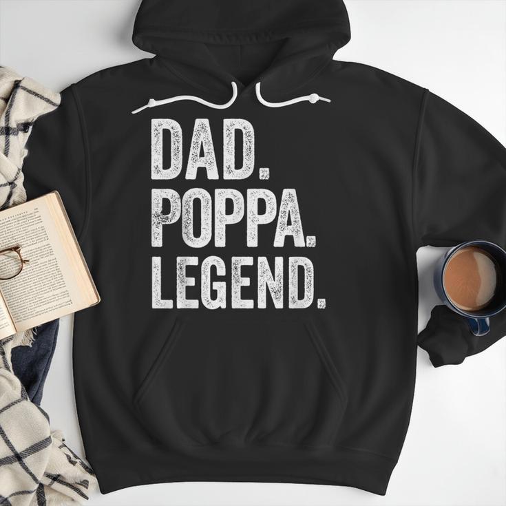 Dad Poppa Legend Vintage Distressed Bold Poppa Graphic Men Hoodie