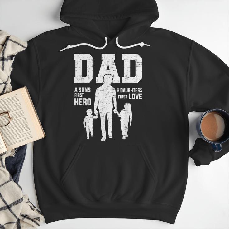 Dad Sons First Hero Daughter Love For Father's Day Men Hoodie
