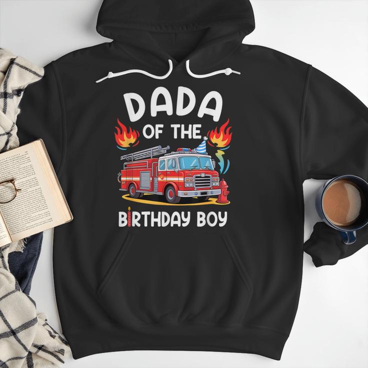 Dada Of The Birthday Boy Fire Truck Firefighter 1St Party Men Hoodie