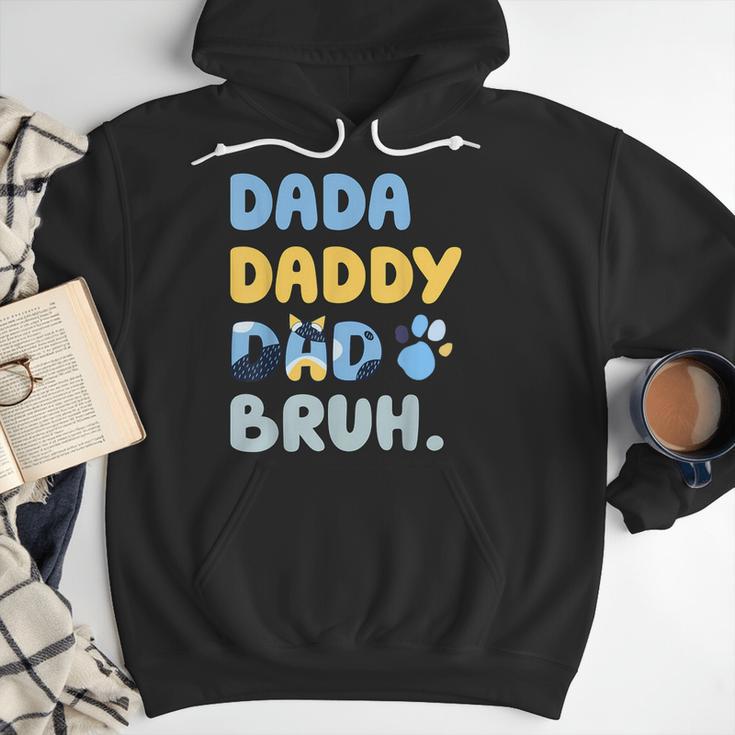 Dada Daddy Dad Bruh Fathers Day Blue Dog Men Hoodie