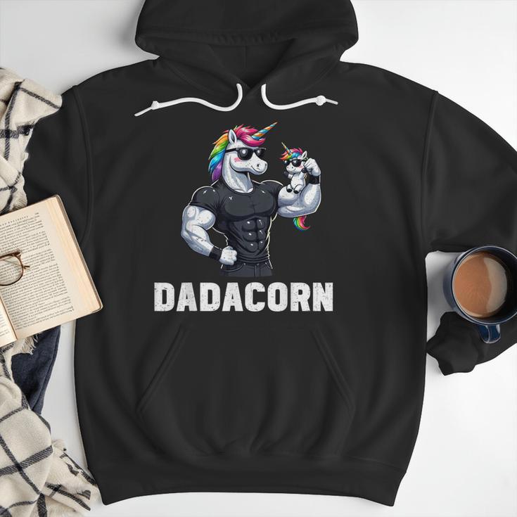 Dadacorn Unicorn Dad Papa Father's Day Daughter Men Hoodie