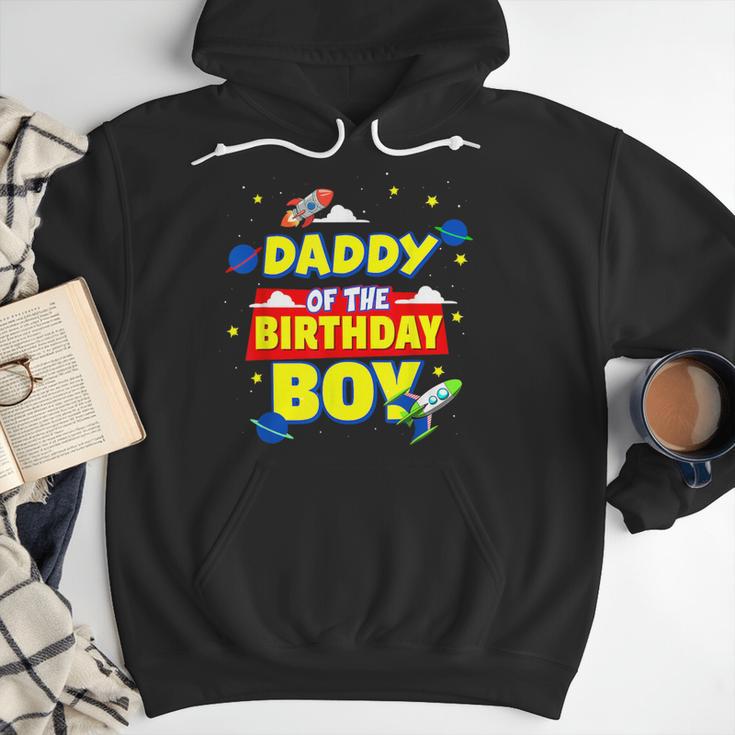 Daddy Of The Birthday Astronaut Boy Outer Space Theme Party Men Hoodie