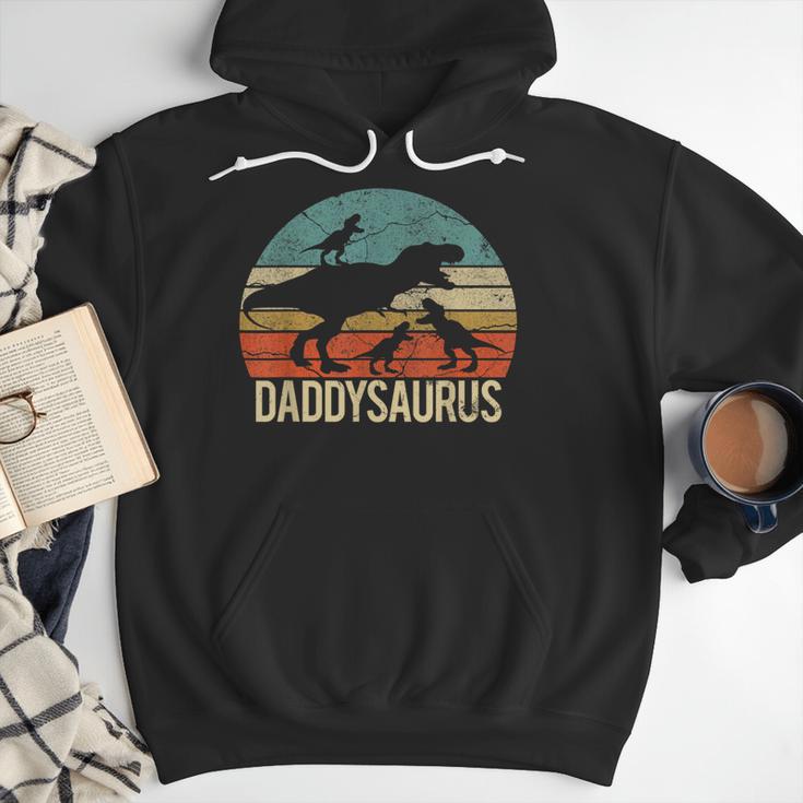 Daddy Dinosaur Daddysaurus 3 Three Kids Xmas Men Hoodie