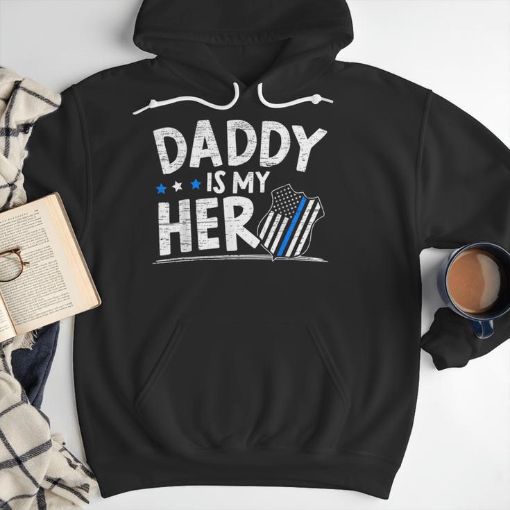 Daddy Is My Hero Kids Police Thin Blue Line Law Enforcement Small Men Hoodie