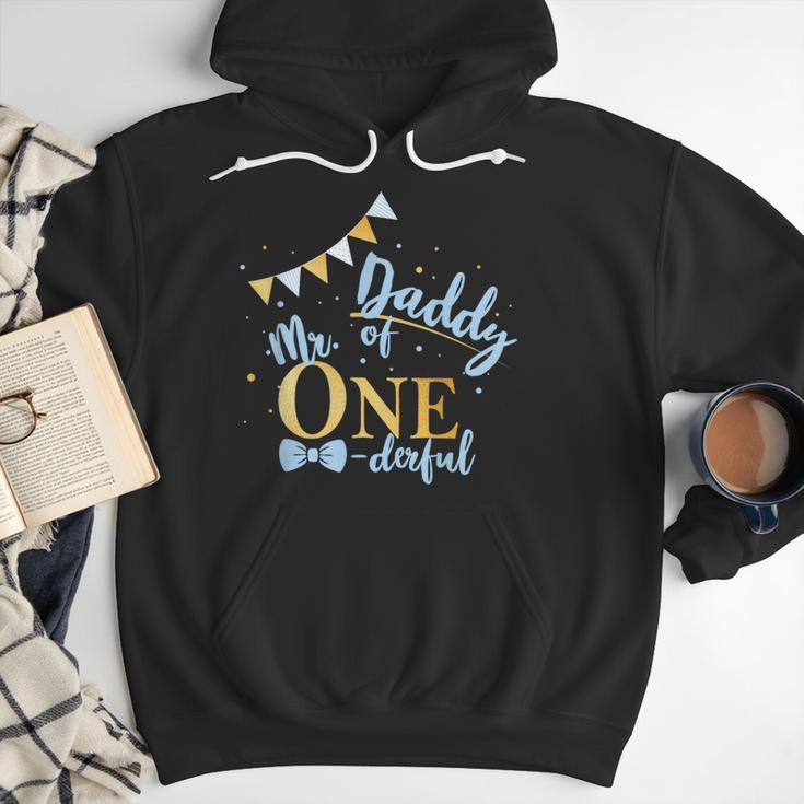 Daddy Of Mr One-Derful Party Blue-Gold Dad Boy 1st Birthday Men Hoodie
