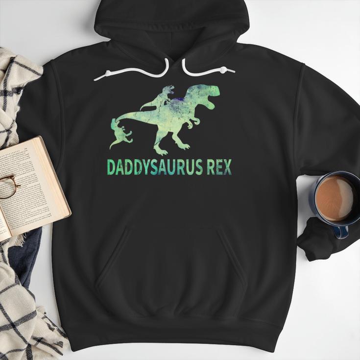 DaddysaurusRex Dinosaur Daddy Saurus Dad 2 Two Kids Dino Men Hoodie