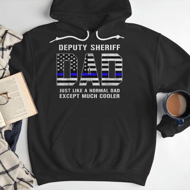 Deputy Sheriff Dad Much Cooler Fathers Day Thin Blue Line Men Hoodie