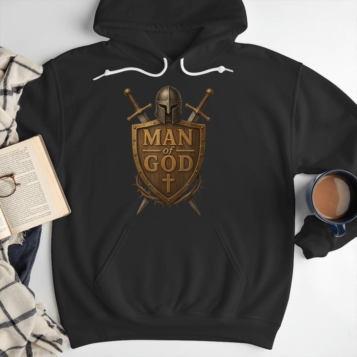 Faithful Warrior Man Of God Christian Men Knight Armor Dad Men Hoodie