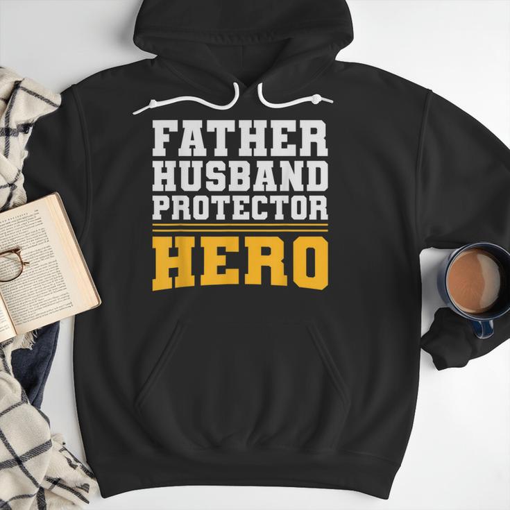 FATHER HUSBAND PROTECTOR HERO Dad Daddy Fathers Day Men Hoodie