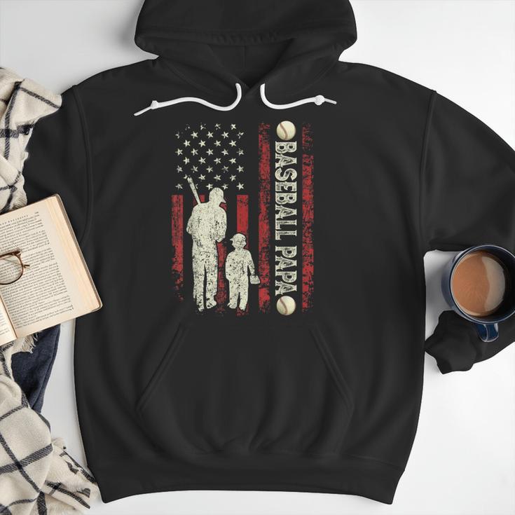 Father's Day Baseball Papa USA Flag Dad Men Baseball Men Hoodie Father's Day Baseball Papa USA Flag Dad Men Baseball Men Hoodie