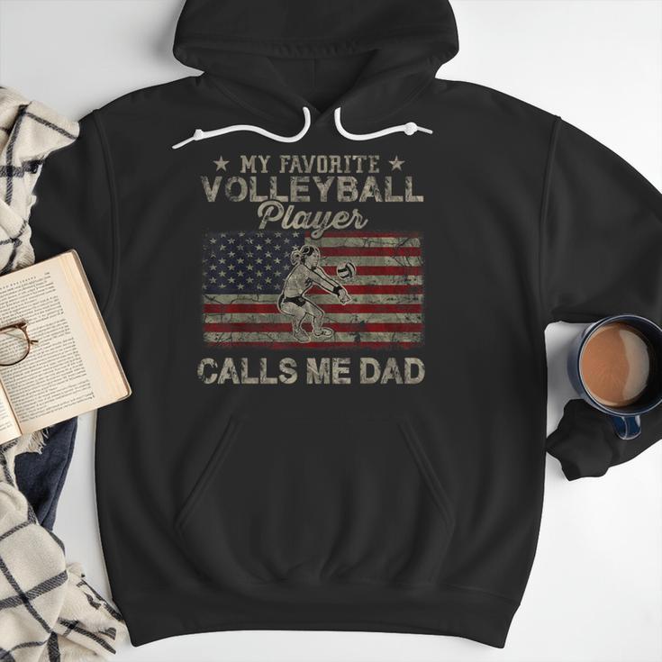 My Favorite Volleyball Player Calls Me Dad USA Flag Men Hoodie My Favorite Volleyball Player Calls Me Dad USA Flag Men Hoodie